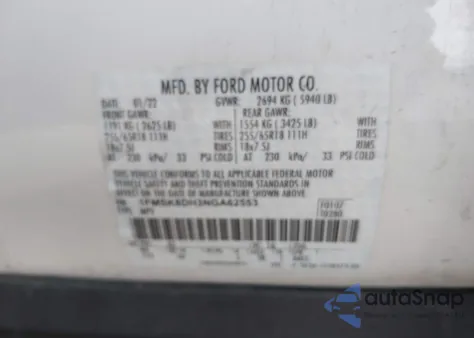 2022 Ford Explorer Xlt из США, поврежденный, VIN 1FMSK8DH3NGA62553